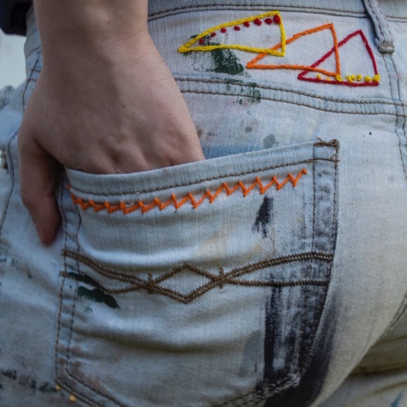 Hand Embroidered Jeans - Picture 7 of 8